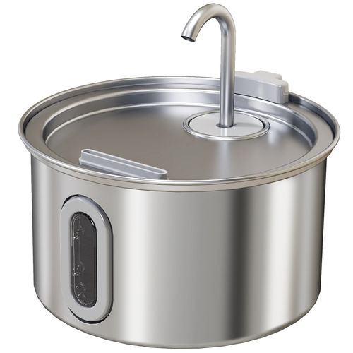 Fontaine à Eau Pour Chats 2,5l En Acier Inoxydable Avec LED Et Filtre Charbon Actif