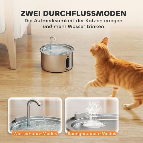 Fontaine à Eau Pour Chats 2,5l En Acier Inoxydable Avec LED Et Filtre Charbon Actif