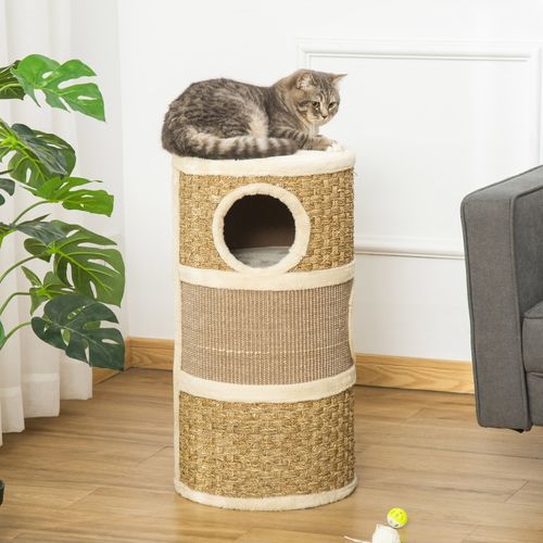Arbre à Chat 3 Niveaux Avec Sisal Et Peluche 37,5x37,5x70 Cm Pour Chats