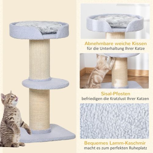 Arbre à Chat Multifonction 30kg Avec Sisal Et Plateforme 45x45x91 Cm Bleu Clair