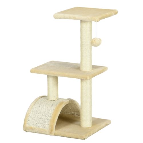 Arbre à Chat 72 Cm Avec Plateformes, Balle Suspendue Et Poteaux En Sisal, Crème