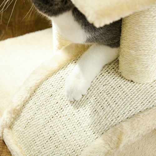 Arbre à Chat 72 Cm Avec Plateformes, Balle Suspendue Et Poteaux En Sisal, Crème