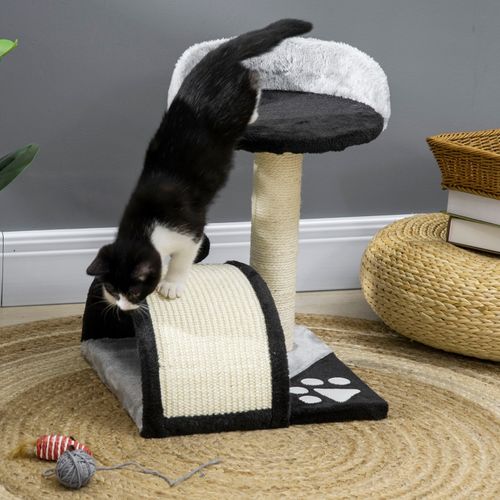 Arbre à Chat 35,5x37x46 Cm Avec Jouets Et Colonnes à Griffer En Sisal Noir