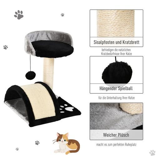 Arbre à Chat 35,5x37x46 Cm Avec Jouets Et Colonnes à Griffer En Sisal Noir