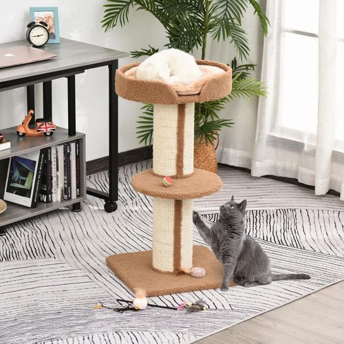 Arbre à Chat 91 Cm Avec Plateformes, Poteaux En Sisal Et Coussin Pour Chats Moyens