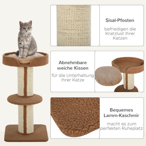 Arbre à Chat 91 Cm Avec Plateformes, Poteaux En Sisal Et Coussin Pour Chats Moyens