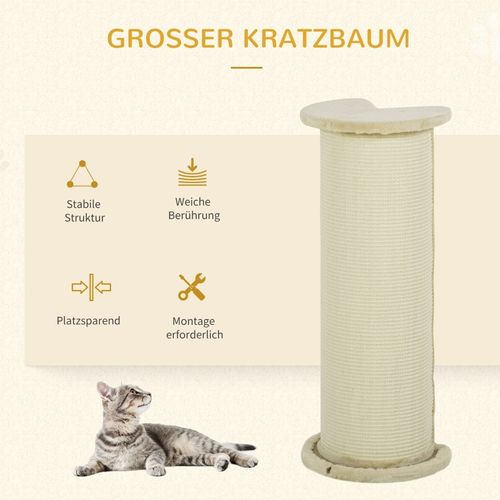 Griffoir Pour Chat En Coin Avec Poteau En Sisal, Design Compact 35x35x85 Cm