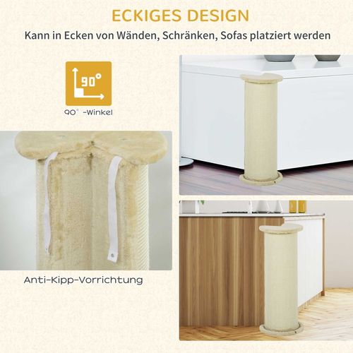 Griffoir Pour Chat En Coin Avec Poteau En Sisal, Design Compact 35x35x85 Cm