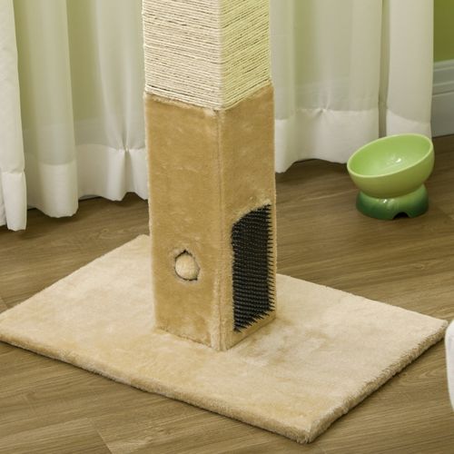 Arbre à Chat 79 Cm Avec Poteau En Jute, Jouet Suspendu Et Peluche Beige