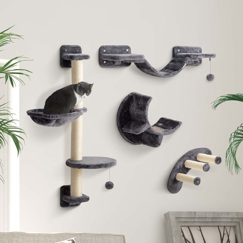 Set Mural Pour Chat 4 Pièces Avec Hamac Et Pont, Jeu Et Repos Pour Chats Jusqu’à 5 Kg