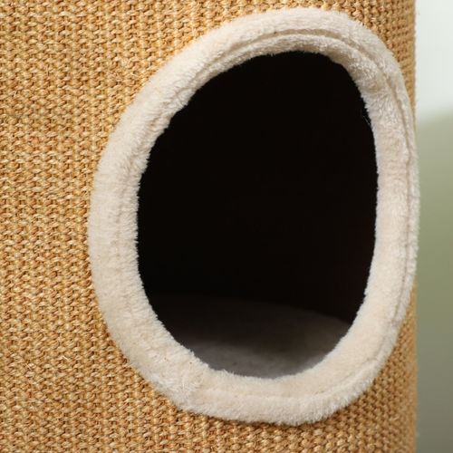Arbre à Chat Compact Avec Double Niveau, Sisal Et Peluche, Brun-beige