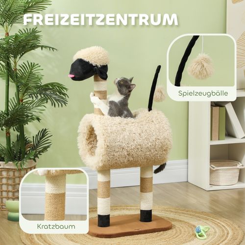 Arbre à Chat Design Mouton Avec Tunnel, Poteaux à Griffer Et Jouets 98 Cm