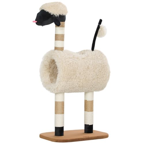 Arbre à Chat Design Mouton Avec Tunnel, Poteaux à Griffer Et Jouets 98 Cm
