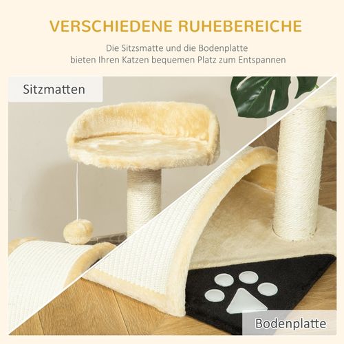 Arbre à Chat Compact 46 Cm Avec Sisal, Pont Et Jouets Suspendus Beige