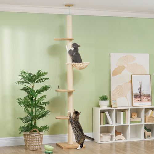 Arbre à Chat Haut Jusqu’au Plafond 230-250 Cm Avec Sisal Et Sécurité Anti-basculement