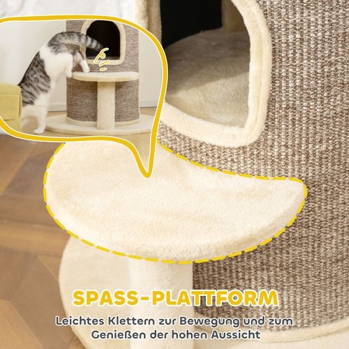 Tonneau à Griffer Pour Chats à 2 Niveaux Avec Plateforme Et Coussin En Peluche