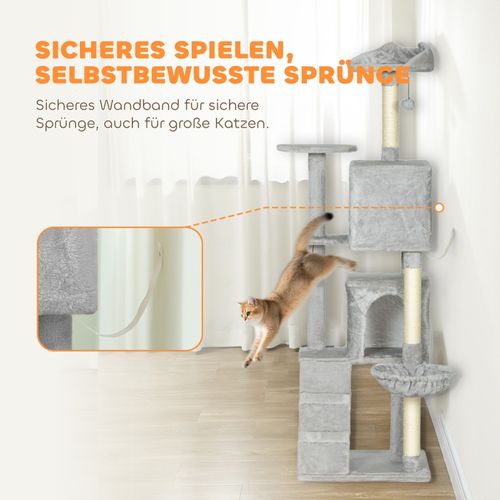 Arbre à Chat 160 Cm Multi-niveaux Avec Plateformes, Hamac Et Poteaux En Sisal