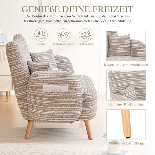 Canapé 2 Places Moderne Avec Accoudoirs Confortables Et Rangement Latéral Kaki