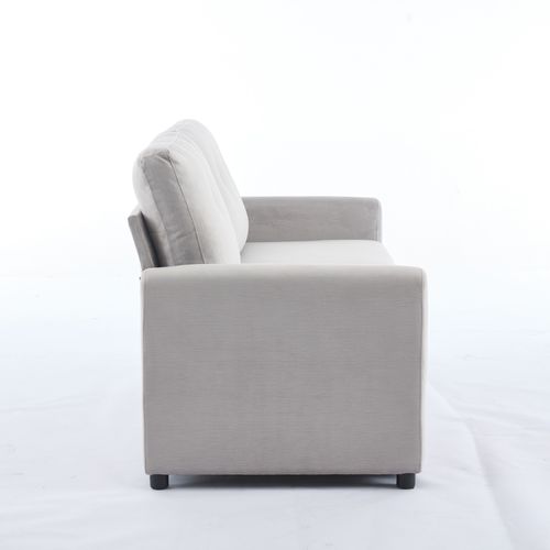 Canapé 2 Places Gris Clair Avec Tiroirs De Rangement Intégrés Pour Salon Moderne