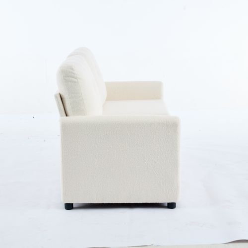 Canapé 2 Places Ivoire Avec Tissu Structuré Et Double Rangement Intégré Sous L’assise