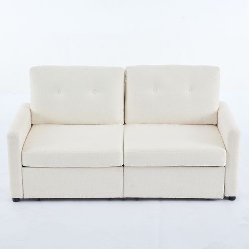 Canapé 2 Places Ivoire Avec Tissu Structuré Et Double Rangement Intégré Sous L’assise