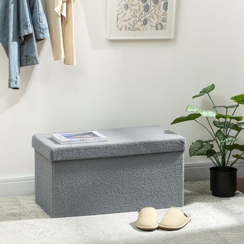 Banc Coffre Pliable 76x38x38 Cm Avec Assise Rembourrée Et Rangement 84 L Gris Foncé