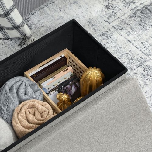 Banc Coffre Pliable 76x38x38 Cm Avec Assise Rembourrée Et Rangement 84 L Gris Clair