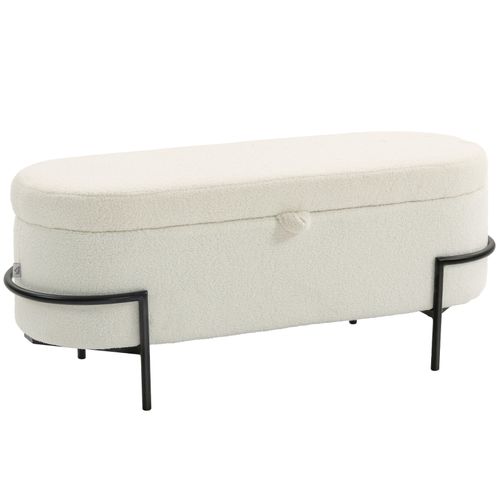 Banc Coffre 114,5x40x48 Cm Avec Assise Rembourrée Et Rangement 69 L Crème