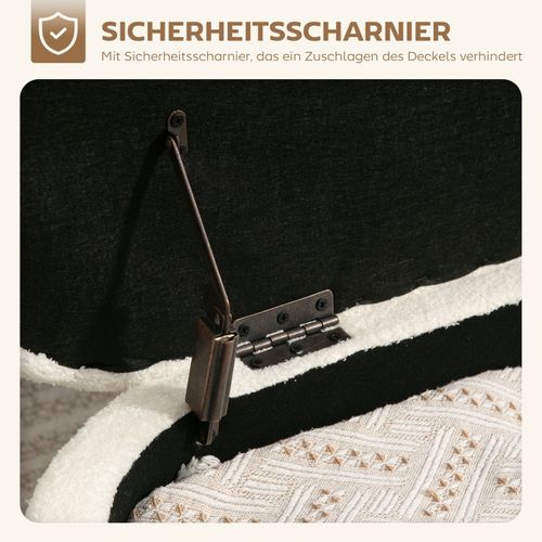 Banc Coffre 114,5x40x48 Cm Avec Assise Rembourrée Et Rangement 69 L Crème