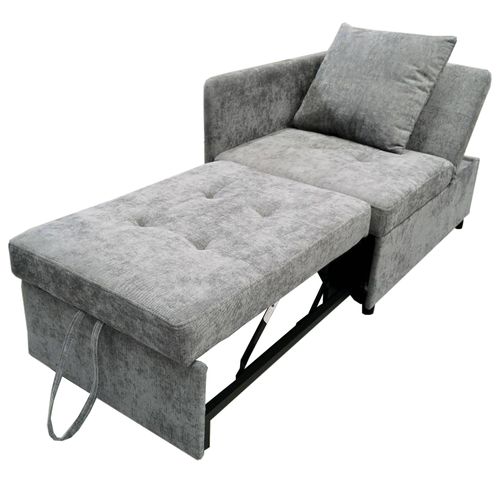 Fauteuil Convertible En Lin Gris Avec Dossier Réglable Pour Petits Espaces