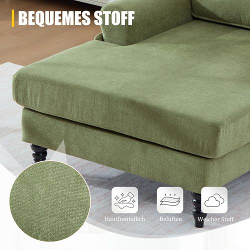 Fauteuil Moderne En Chenille Vert Olive, Canapé 1 Place Avec Accoudoirs Et Poches Latérales