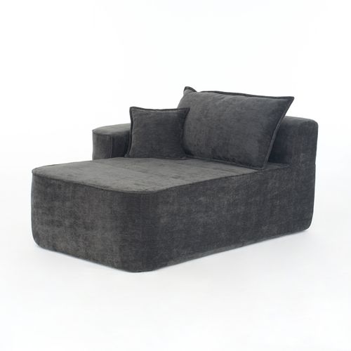 Chaiselongue Prête à L’emploi Avec Coussin, Siège Moelleux Et Rangement Latéral, Noir