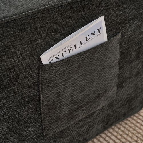 Chaiselongue Prête à L’emploi Avec Coussin, Siège Moelleux Et Rangement Latéral, Noir