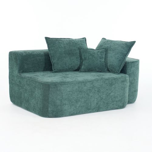 Canapé 2 Places Prêt à L’emploi Avec Coussin Et Poches Latérales, Vert