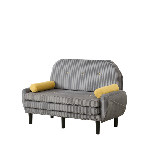 Canapé 2 Places En Velours Gris Avec Espace De Rangement Et Daybed