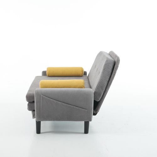 Canapé 2 Places En Velours Gris Avec Espace De Rangement Et Daybed