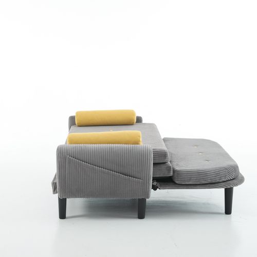 Canapé 2 Places En Velours Gris Avec Espace De Rangement Et Daybed
