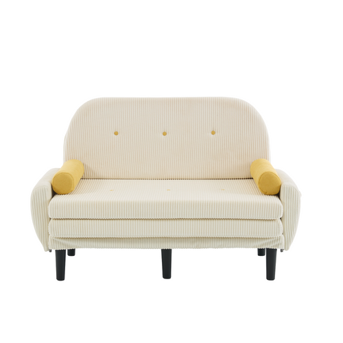 Canapé 2 Places En Velours Crème Avec Espace De Rangement Et Daybed