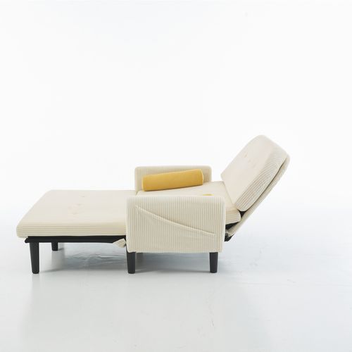 Canapé 2 Places En Velours Crème Avec Espace De Rangement Et Daybed