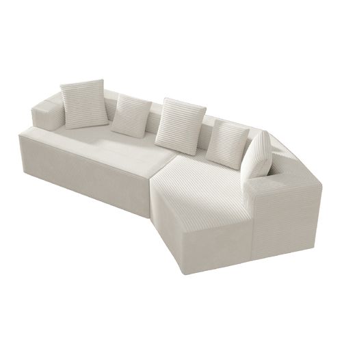 Canapé Modulable Cloud 312 Cm Sans Structure Rigide, Tissu Confort Blanc, Sans Montage