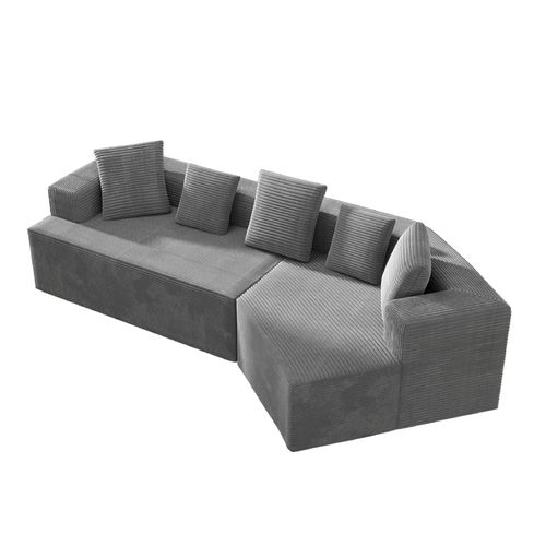 Canapé Modulable Cloud 312 Cm Sans Structure Rigide, Tissu Confort Gris, Sans Montage