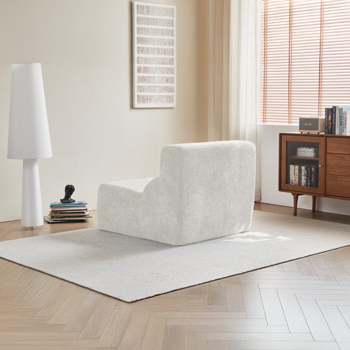 Fauteuil Individuel En Velours Blanc Ultra Doux Style Nuage, Design Moderne Sans Montage