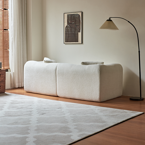 Canapé 2 Places En Velours Beige Au Design Compact, Avec Coussins, Idéal Salon Bureau Appartement