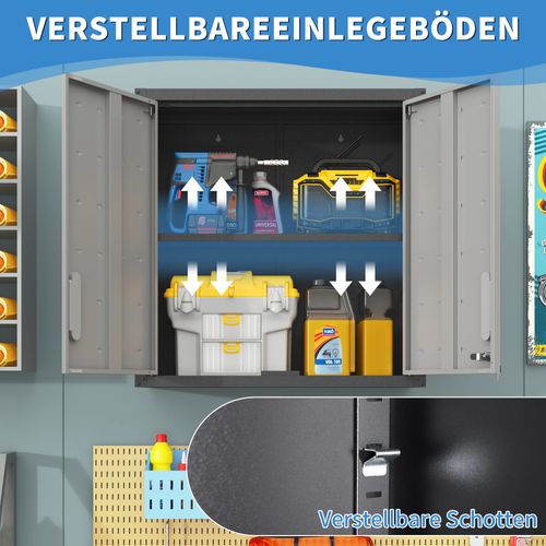 Armoire Murale Métallique Verrouillable Avec Étagère Réglable Pour Garage Atelier Et Bureau 77 Cm