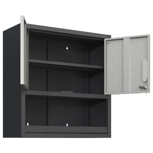 Armoire Murale Métallique Avec Portes Verrouillables, Étagère Et Compartiment Ouvert 75×77×30 Cm
