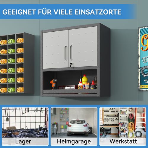 Armoire Murale Métallique Avec Portes Verrouillables, Étagère Et Compartiment Ouvert 75×77×30 Cm