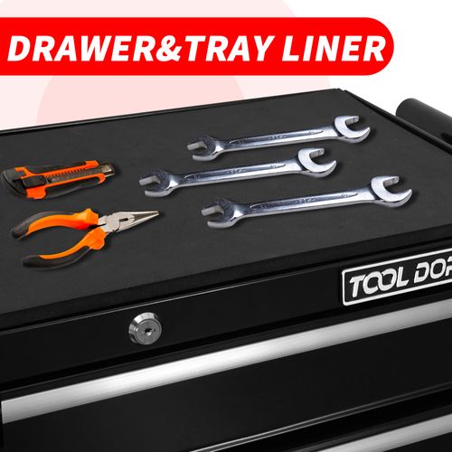 Chariot à Outils Noir 6 Tiroirs Avec Roulettes Et Serrure Pour Atelier Et Garage