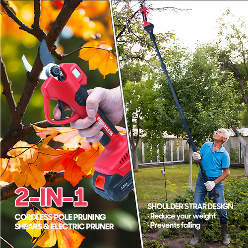 Ébrancheuse Électrique Avec 3 Modes De Coupe, Téléscopique 228,6 Cm, 2 Batteries, 300w