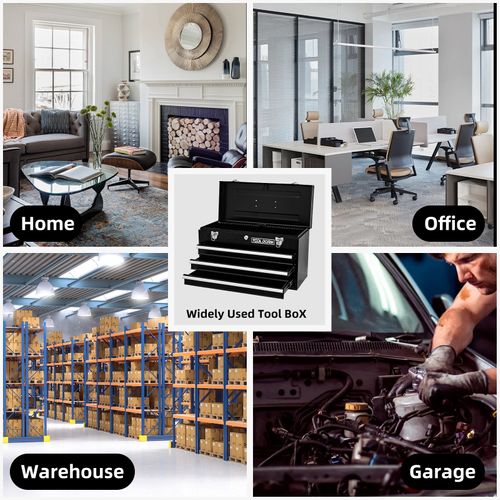 Boîte à Outils Métallique Portable Avec 3 Tiroirs, Protection Eva Et Verrouillage Sécurisé, 51 cm