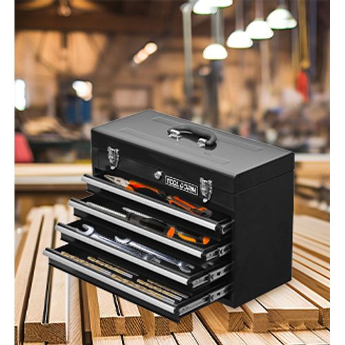 Boîte à Outils Métallique Portable 4 Tiroirs Avec Doublures Eva Et Verrouillage Sécurisé, 51 cm